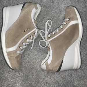 Prada Tan Suede Wedge Sneakers